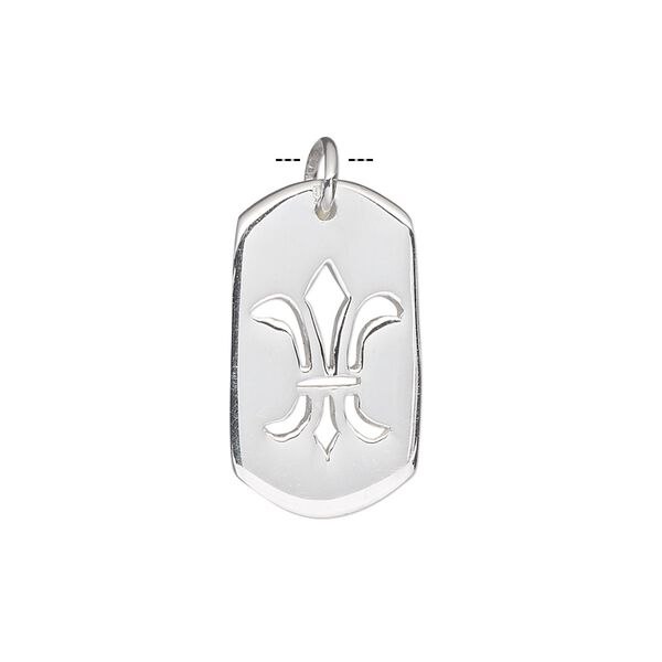 Charm, sterling silver, 22x12mm double-sided fleur-de-lis. Sold individually. image number 0