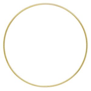 Beading hoop, gold-finished steel, 6-inch closed round. Sold per pkg of 2.