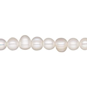 Pearl, White Lotus™, cultured freshwater (bleached), white, 6-6.5mm semi-round, C grade, Mohs hardness 2-1/2 to 4. Sold per 15-1/2" to 16" strand.