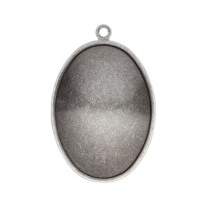 Focal, Almost Instant Jewelry®, antique silver-plated brass, 32x23.5mm oval with 30x22mm oval setting. Sold per pkg of 2.