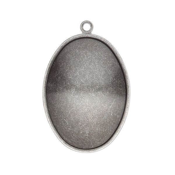 Focal, Almost Instant Jewelry®, antique silver-plated brass, 32x23.5mm oval with 30x22mm oval setting. Sold per pkg of 2. image number 0