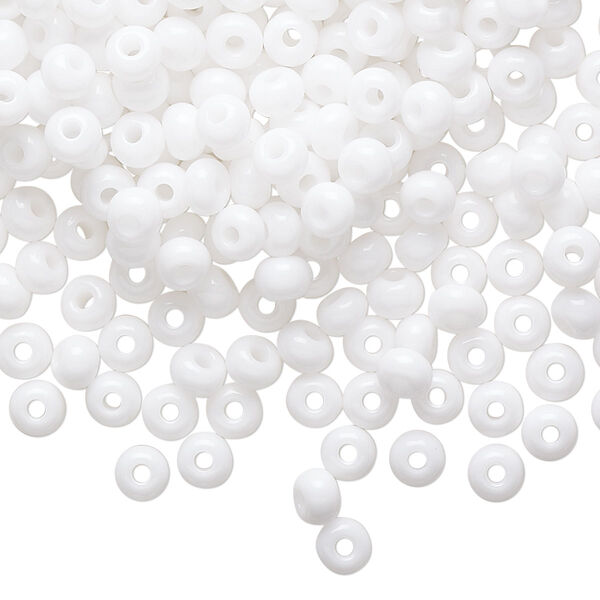 Seed bead, Preciosa Ornela Czech glass, pkg/500g, #6 rocaille, opaque white, (03050). image number 0