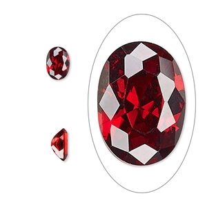 Gem, cubic zirconia, garnet red, 7x5mm faceted oval, Mohs hardness 8-1/2. Sold per pkg of 2.