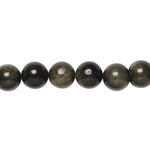 Golden sheen obsidian 1pkg1, round bead natural 15.5-16 inch 8mm