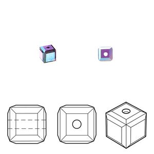 Bead 12pk amethyst AB, Crystal Passions® 4mm cube 5601