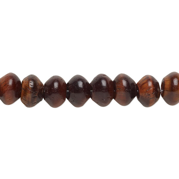 Bead, red tigereye (heated), 8x5mm saucer with 2-2.5mm hole, B grade, Mohs hardness 7. Sold per pkg of 10. image number 0
