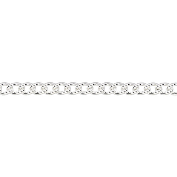 Chain, silver-plated steel, 3.2mm curb. Sold per pkg of 5 feet. image number 0