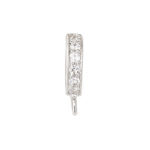 Bail, enhancer, white topaz (natural) and sterling silver, 9x2mm hinged oval with closed loop, 6mm grip length. Sold individually.
