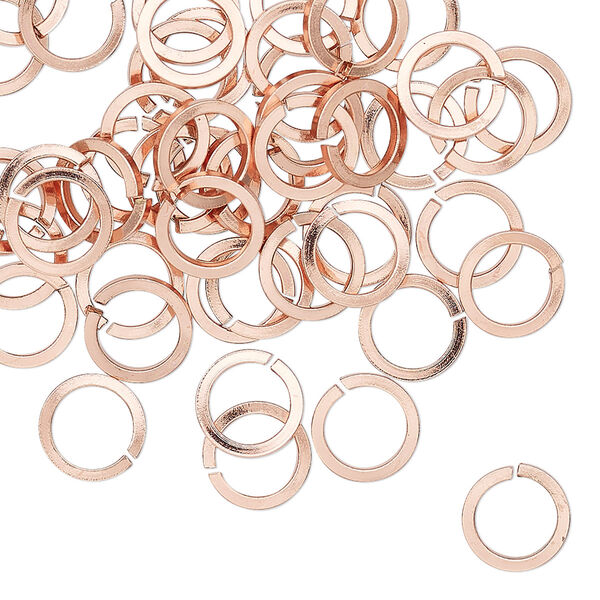 Jump ring, copper, 8mm hand-cut round square wire, 5.7mm inside diameter, 18 gauge. Sold per pkg of 50. image number 0