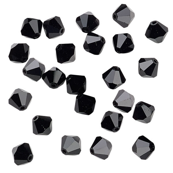 Bead 288pk jet, Preciosa Czech crystal 6mm bicone image number 0