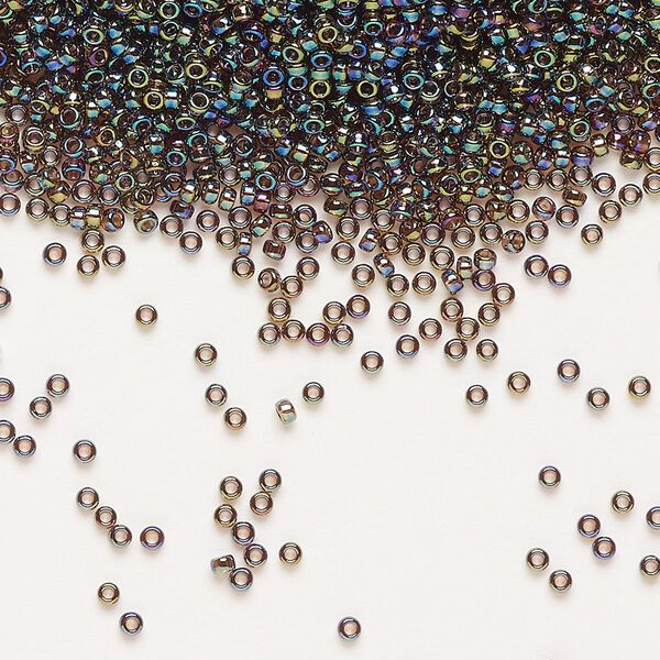 Seed bead, Miyuki, glass, pkg/250g, #15 rocaille, translucent rainbow root beer (RR-296). image number 0