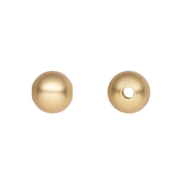 Bead, gold-plated brass with satin finish, 10mm round. Sold per pkg of 100. image number 0