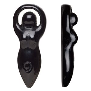 Black onyx 1pkg1, hand-cut undrilled goddess focal 39x15mm-40x16mm