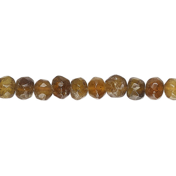 Bead, brown tourmaline (natural), small hand-cut faceted pebble, Mohs hardness 7 to 7-1/2. Sold per 14-inch strand. image number 0