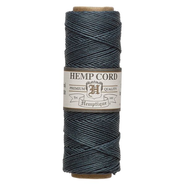 Cord, Hemptique®, polished hemp, emerald, 0.5mm, 10-pound test. Sold per 205-foot spool. image number 0
