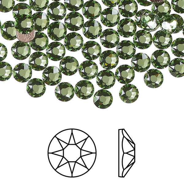 Flat back 144pk peridot foil back, Crystal Passions® hotfix rhinestone Regenerated 4.6-4.8mm round SS20 2078 image number 0