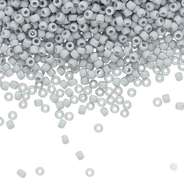 Seed bead, TOHO BEADS®, glass, pkg/7.5g, #11 round, opaque frosted grey (TR-11-53F). image number 0