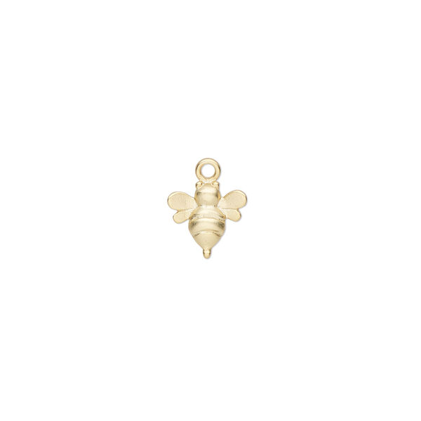 Charm Amoracast® 1pkg1 sterling silver, 9x8mm single-sided bumble bee, "vermeil" (gold finish) image number 0
