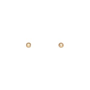 Bead, gold-plated brass with satin finish, 2.5mm round. Sold per pkg of 100.