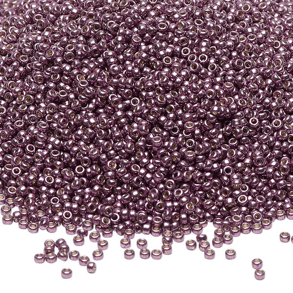 Seed bead, Miyuki, glass, pkg/250g, #15 rocaille, Duracoat® opaque galvanized eggplant, (RR-4220). image number 0