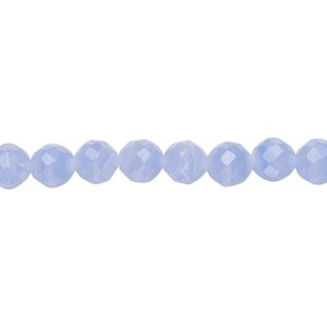 Bead, blue lace "agate" (resin) (imitation), blue and white, 6mm faceted round. Sold per 15-1/2" to 16" strand.