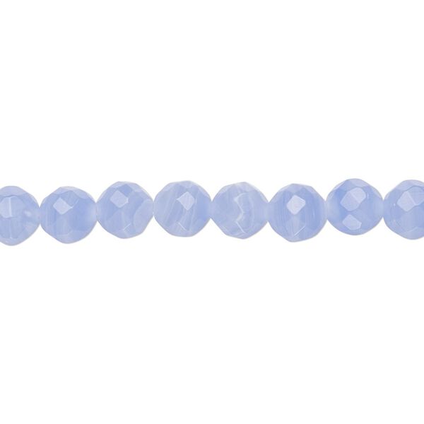 Bead, blue lace "agate" (resin) (imitation), blue and white, 6mm faceted round. Sold per 15-1/2" to 16" strand. image number 0