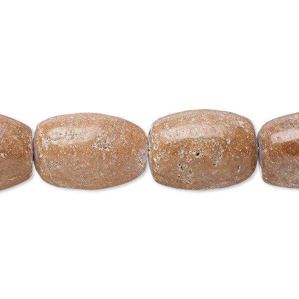 Bead, brown Italian "onyx" (onyx marble) (natural), 16x11mm-18x13mm oval, D grade, Mohs hardness 3. Sold per 15-inch strand. image number 0
