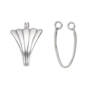 Bail, JBB Findings, donut, antiqued sterling silver, 25x18mm shell, 16x6mm grip length. Sold individually.