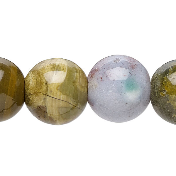 Bead, ocean jasper (natural), 8mm round, B grade, Mohs hardness 6-1/2 to 7. Sold per pkg of 10. image number 0