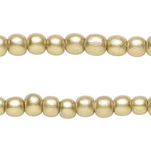 Taiwanese cheesewood 1pkg2, hand-cut painted round bead 15.5-16 inch metallic yellow gold 6mm