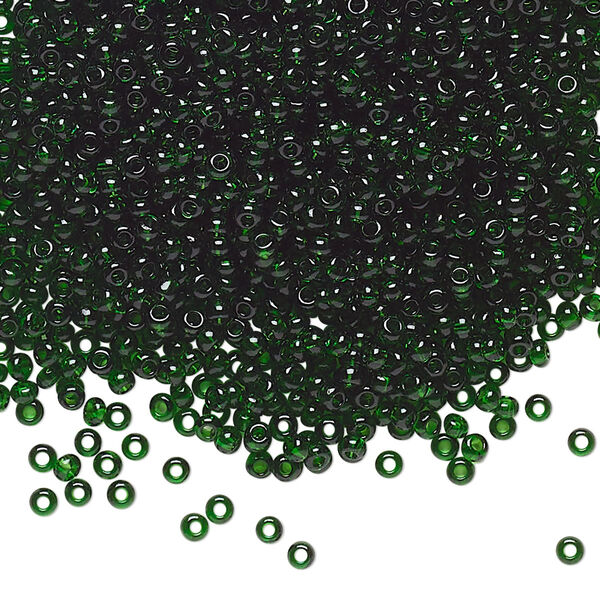 Seed bead, Preciosa Ornela Czech glass, pkg/50g, #11 rocaille, transparent medium green, (50060). image number 0