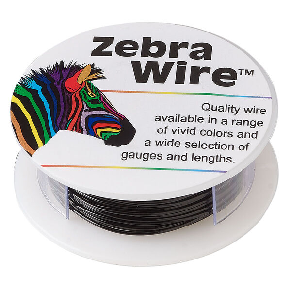 Wire, Zebra Wire™, color-coated copper, black, round, 20 gauge. Sold per 15-yard spool. image number 0