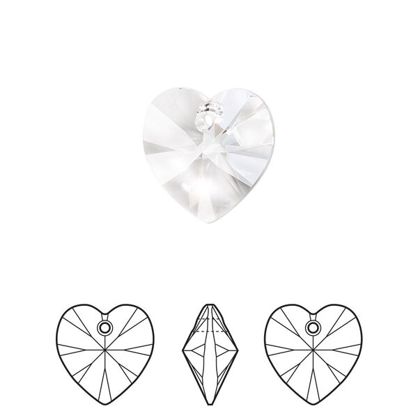 Drop 144pk crystal, Swarovski® 14mm pendant heart 6228 image number 0
