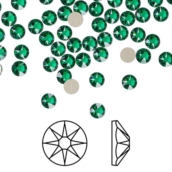 Flat back 144pk majestic green foil back, Crystal Passions® 3.8-4mm rose round SS16 2088 image number 0