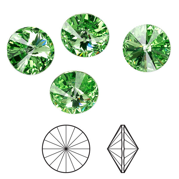 Chaton 48pk peridot foil back, Crystal Passions® 12mm rivoli 1122 image number 0