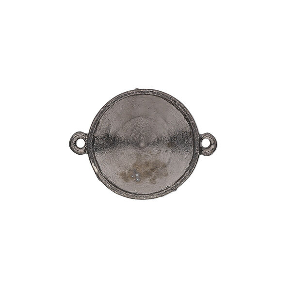 Link, Almost Instant Jewelry®, gunmetal-plated pewter (tin-based alloy), 18mm round with 16mm rivoli setting. Sold individually. image number 0