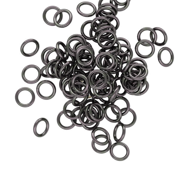 Jump ring, anodized aluminum, gunmetal, 5mm round, 3.4mm inside diameter, 20 gauge. Sold per pkg of 100. image number 0