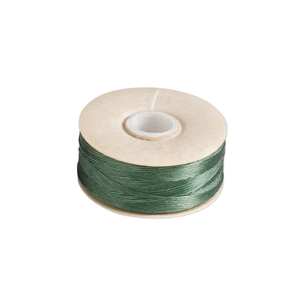 Thread, Nymo®, nylon, green, size O. Sold per 90-yard bobbin. image number 0