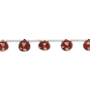 Garnet 1pkg1, hand-cut top-drilled faceted briolette bead natural 8 inch graduated 5x5mm-6x6mm