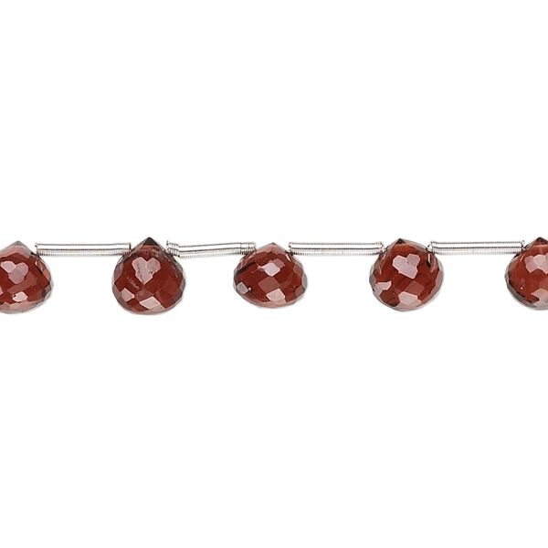 Garnet 1pkg1, hand-cut top-drilled faceted briolette bead natural 8 inch graduated 5x5mm-6x6mm image number 0