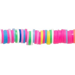 Bead, polymer clay, opaque multicolored, 8x2mm heishi. Sold per pkg of (2) 16-inch strands.
