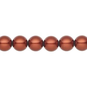 Pearl 100pk dark copper, Preciosa Czech crystal 8mm round