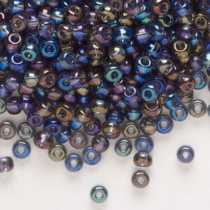 Seed bead, glass, pkg/50g, #6 chalk pony, transparent rainbow grey.