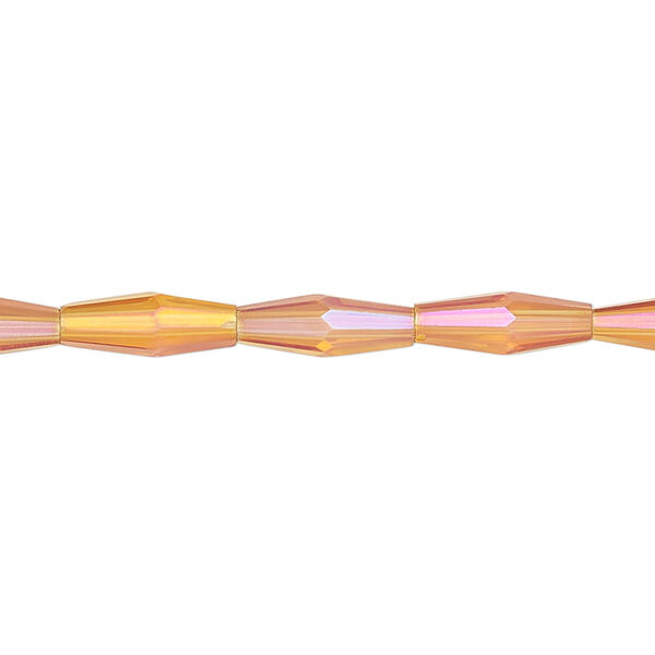 Bead, glass, crystal astral pink, 12x4mm long bicone. Sold per 15-1/2 to 16-inch strand. image number 0