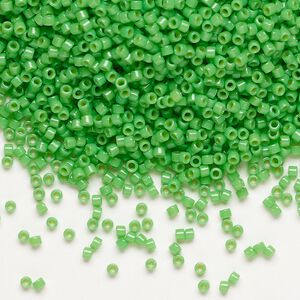 Seed bead, Delica®, glass, pkg/250g, #11 round, Duracoat® opaque outside dyed Fiji green (DB-2126).