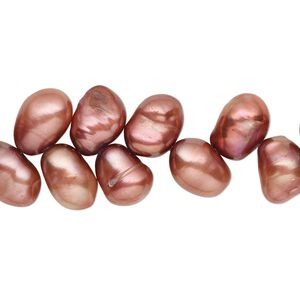 Pearl, cultured freshwater (dyed), fruit punch, 8x7mm-10x9mm herringbone-drilled rice with 0.4-0.6mm hole, C- grade, Mohs hardness 2-1/2 to 4. Sold per 15-inch strand.