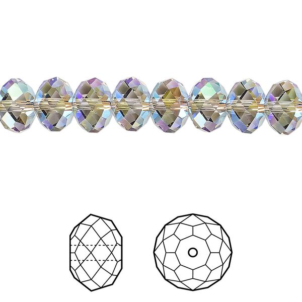 Bead 144pk black diamond shimmer 2X, Crystal Passions® 8x6mm rondelle 5040 image number 0