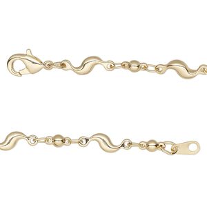 Chain 1pkg1 S-bar, 4mm / 2.5mm ball / lobster claw clasp, gold-finished brass 18 inch