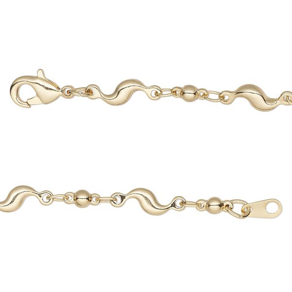 Chain, gold-finished brass, 4mm S-bar, 18 inches with lobster claw clasp. Sold individually. image number 0