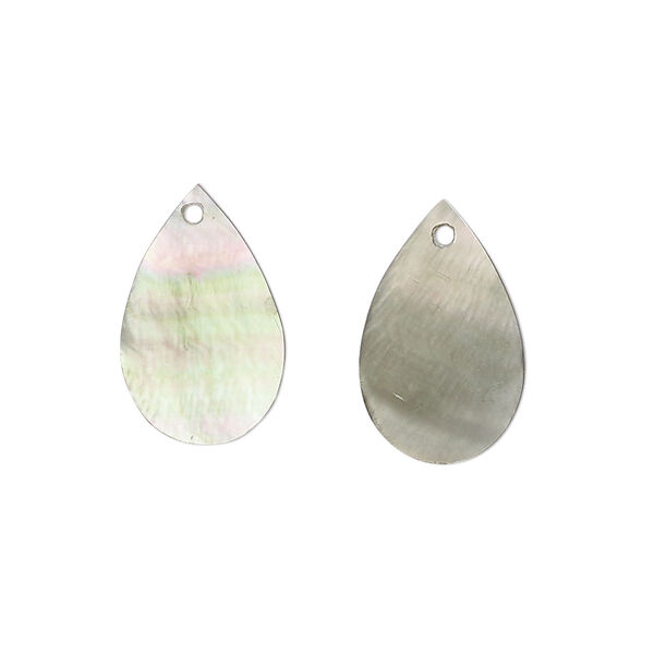 Drop, black lip shell (natural), 18x11mm hand-cut top-drilled teardrop, Mohs hardness 3-1/2. Sold per pkg of 2. image number 0